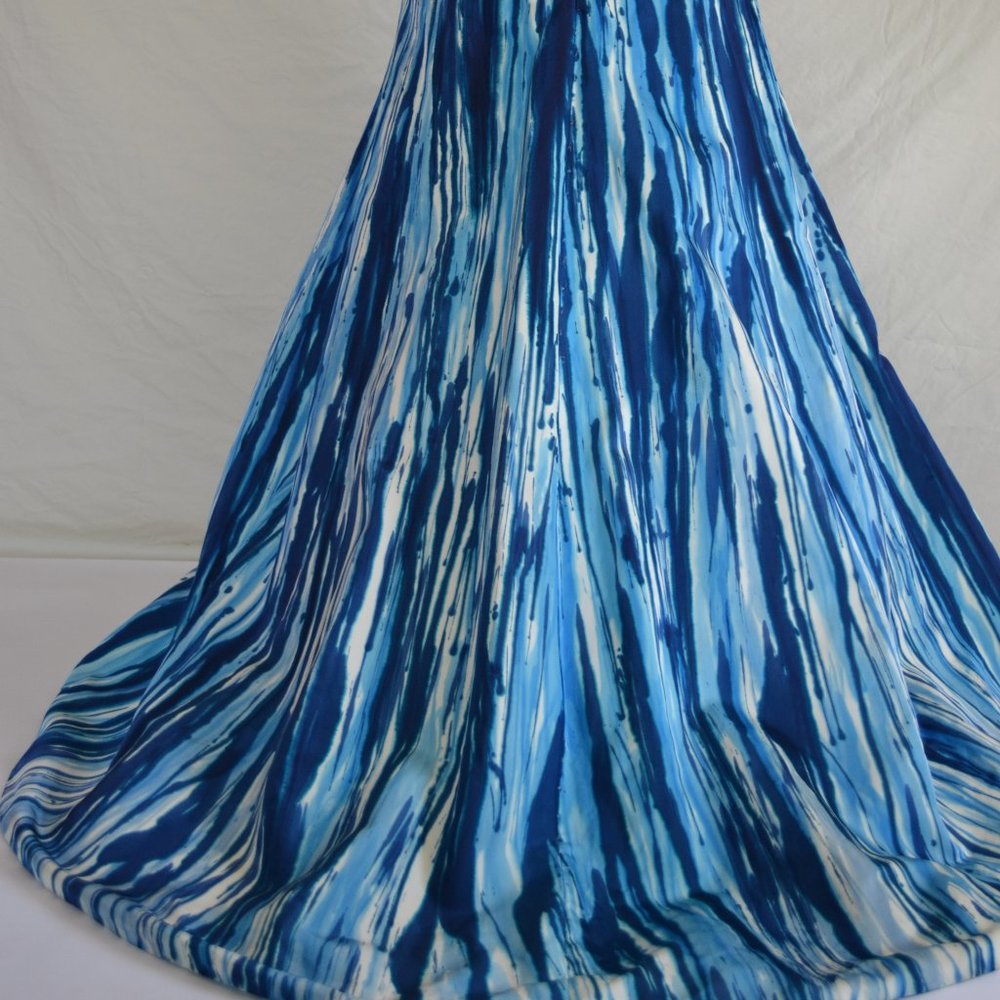 NEW silk Monique Lhuillier painted couture Wedding Dress white blue ivory tiedye - Picture 13 of 16